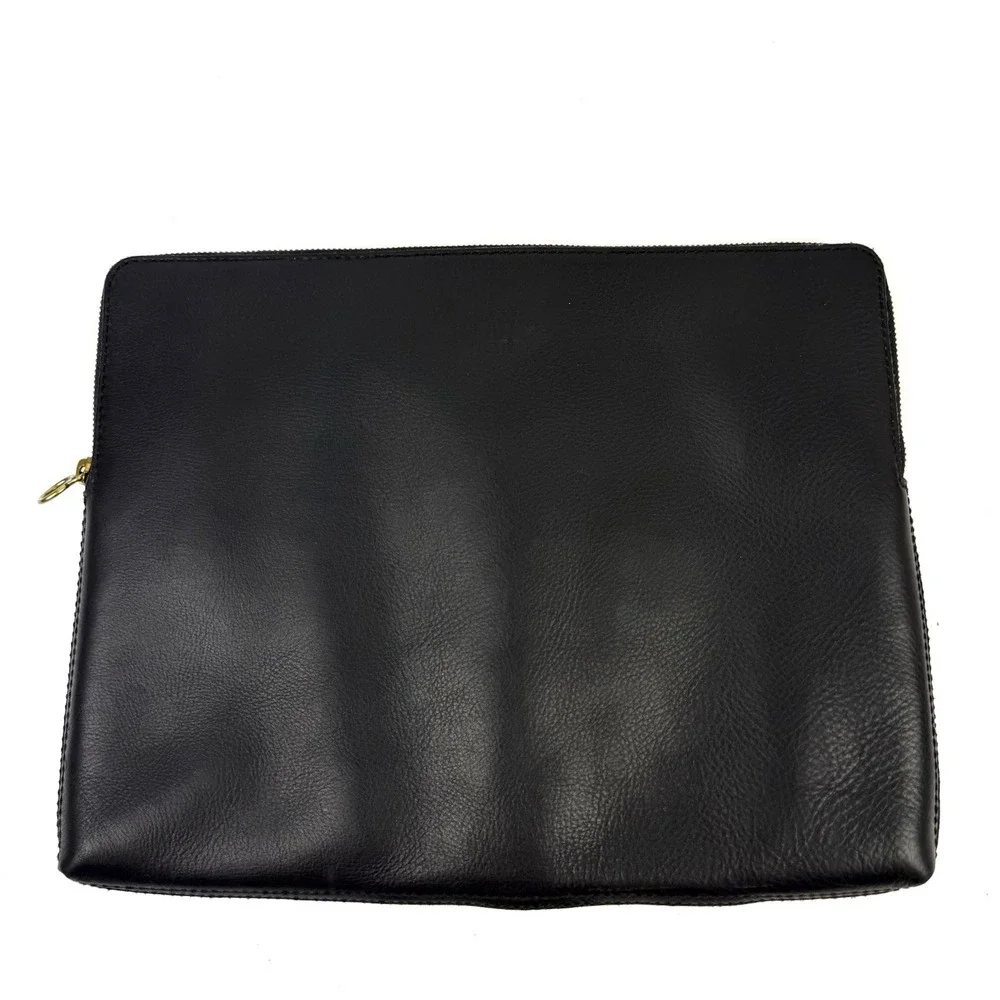 Madewell The Leather Laptop Case Black Soft Leather Padded YAY Lettering Travel